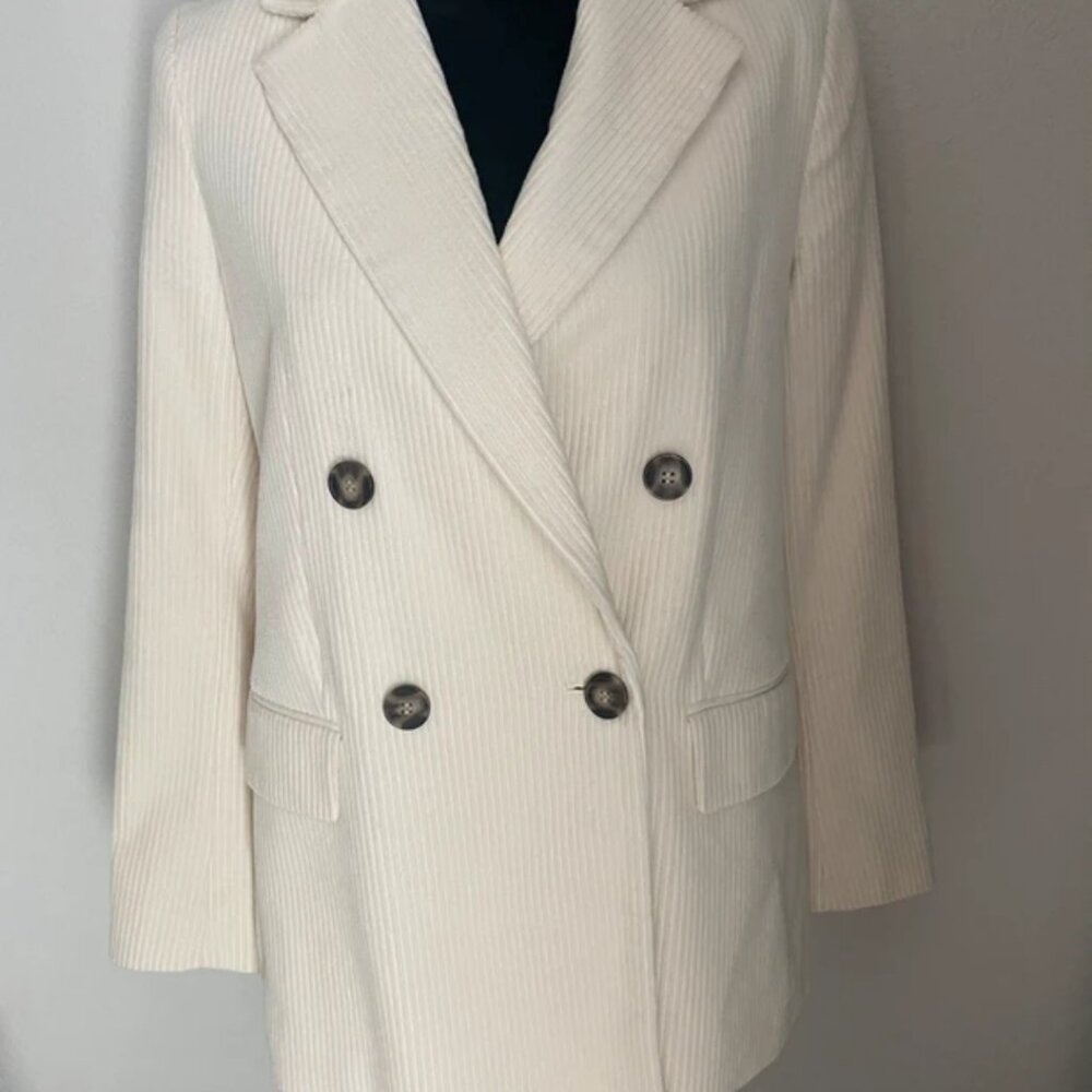 H&M Corduroy Double Breasted White Blazer US6